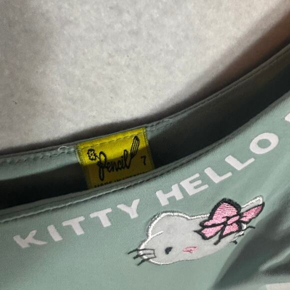 Hello Kitty Mint Green One Shoulder Dress Girls Size 7 Pencil Brand - Picture 2 of 4